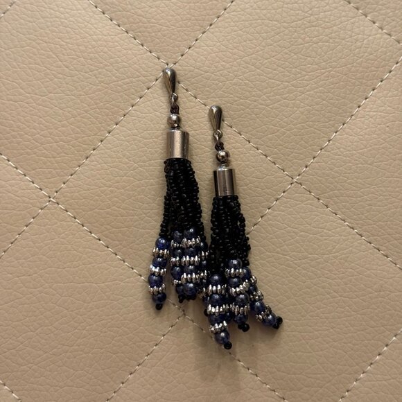 Sophisticated Indian Seed Bead Tassel Earrings - Picture 1 of 1